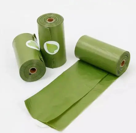 Biodegradálható kutyapiszok zacskók adagolóval — Levendula illatú, szivárgásmentes, 16 tekercs (zöld)