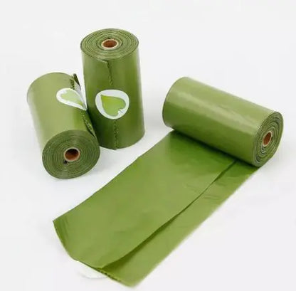 Biodegradálható kutyapiszok zacskók adagolóval — Levendula illatú, szivárgásmentes, 16 tekercs (zöld)