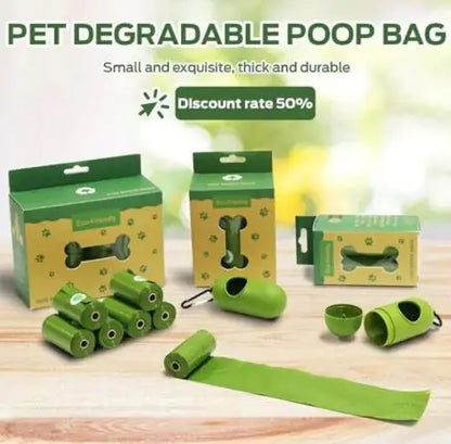 Biodegradálható kutyapiszok zacskók adagolóval — Levendula illatú, szivárgásmentes, 16 tekercs (zöld)